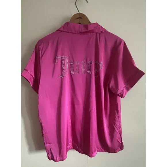 Juicy couture women’s three-piece pajama set large hot pink silky rhinestones - Picture 9 of 12